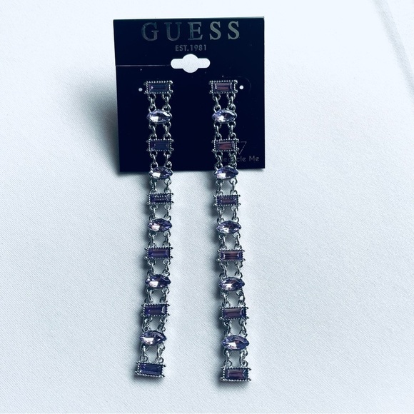 NWT GUESS Drop Earrings - Silver & Purple 💜✨ - Picture 8 of 8